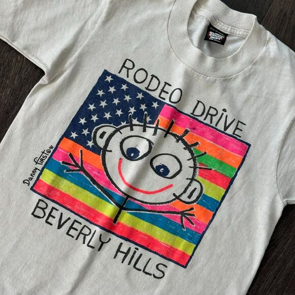 Screen Stars Best Other - Vtg Rodeo Drive Danny First 1991 Boys 7/8 Graphic Shirt Beverly Hills Kids Top